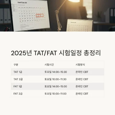 2025년 TAT, FAT 1급·2급 시험 일정, 합격자 발표일 총정리