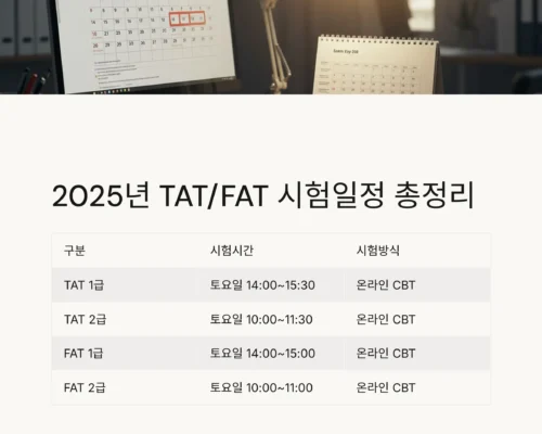 2025년 TAT, FAT 1급·2급 시험 일정, 합격자 발표일 총정리