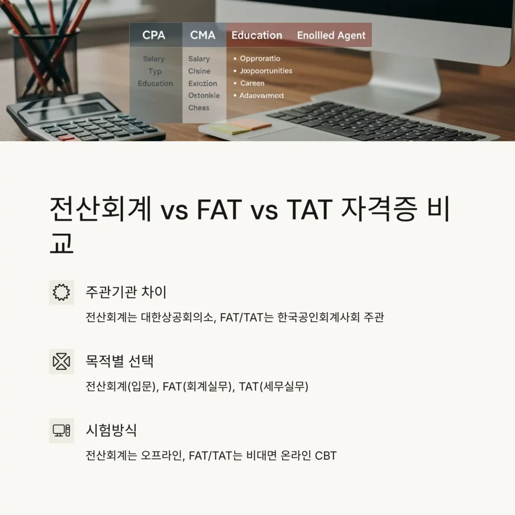 전산회계와 FAT, TAT 자격증 비교 및 선택 가이드StudyBank