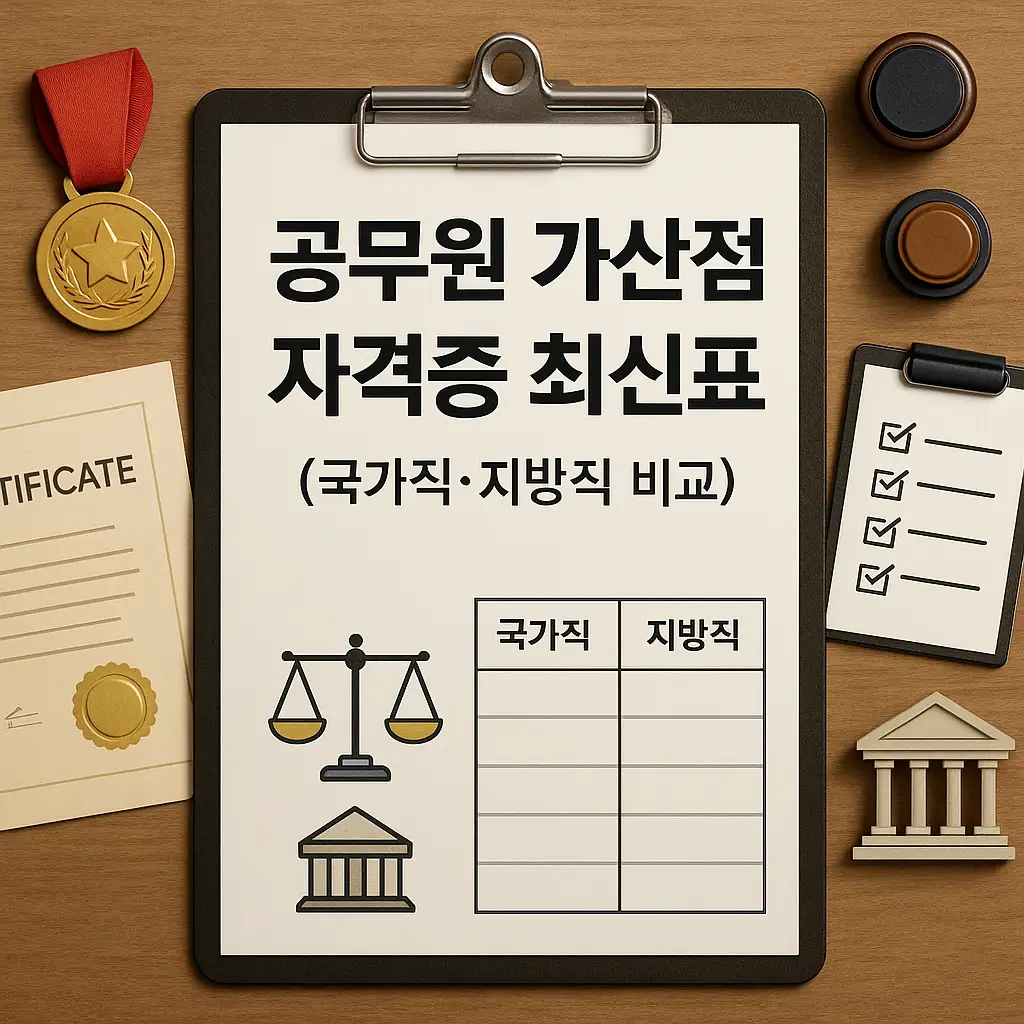 공무원 가산점 자격증 최신표 (국가직·지방직 비교)