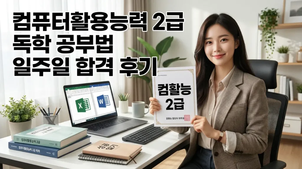 컴퓨터활용능력 2급 독학 공부법 일주일 합격 후기